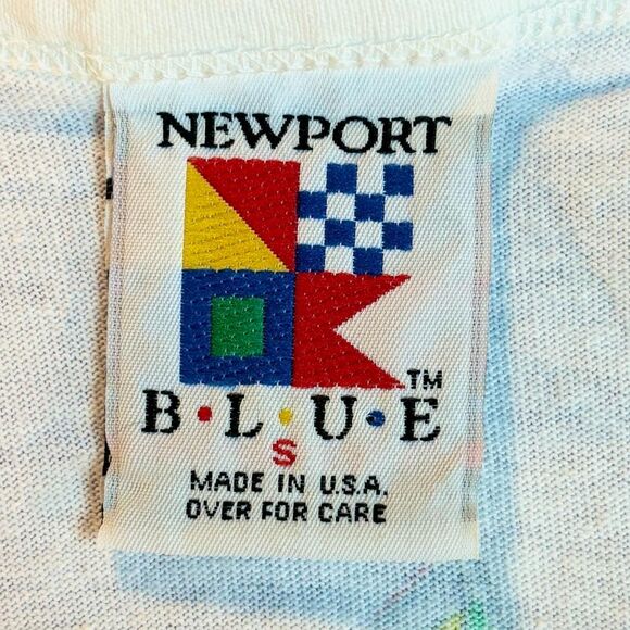 Vintage 80s 1989 Newport Blue Boat Sleeveless Shirt Tank Top Nautical Sailing - Picture 5 of 6